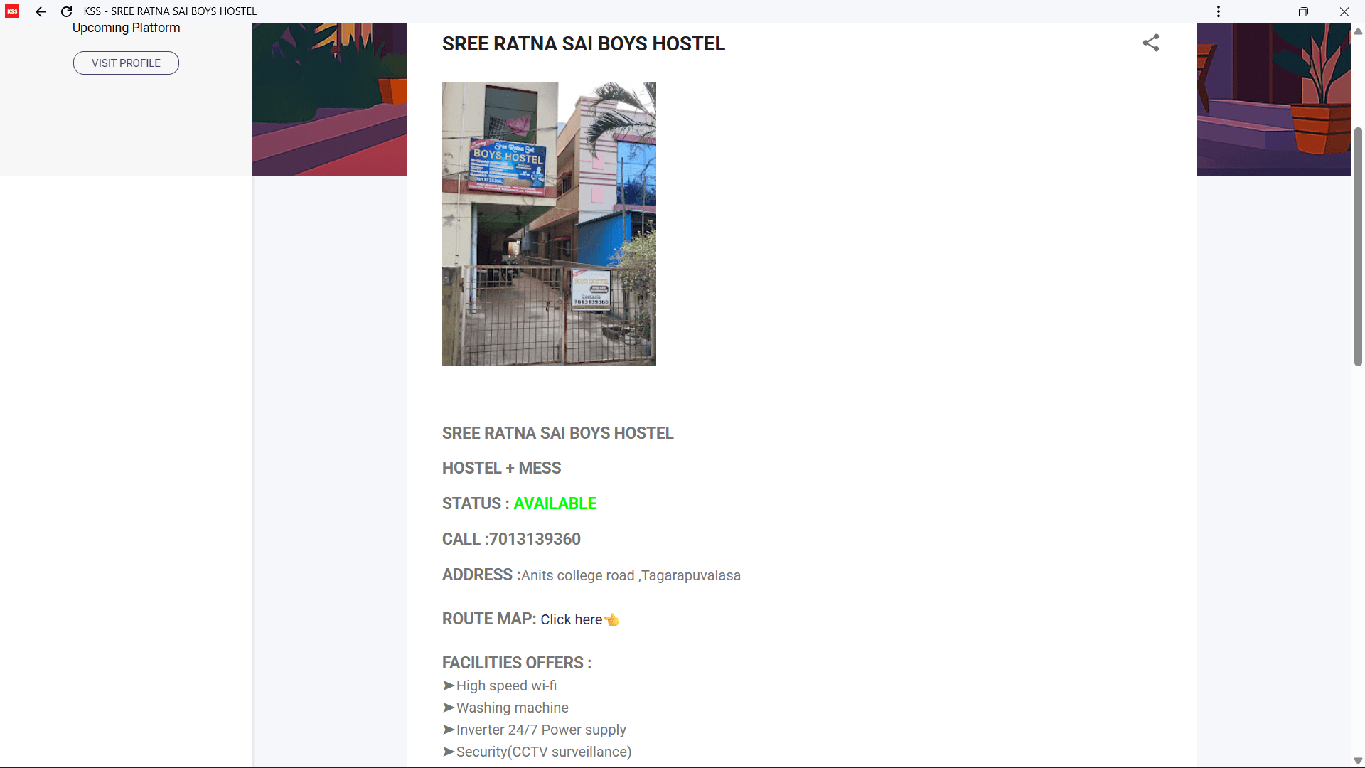 Hostel Profile