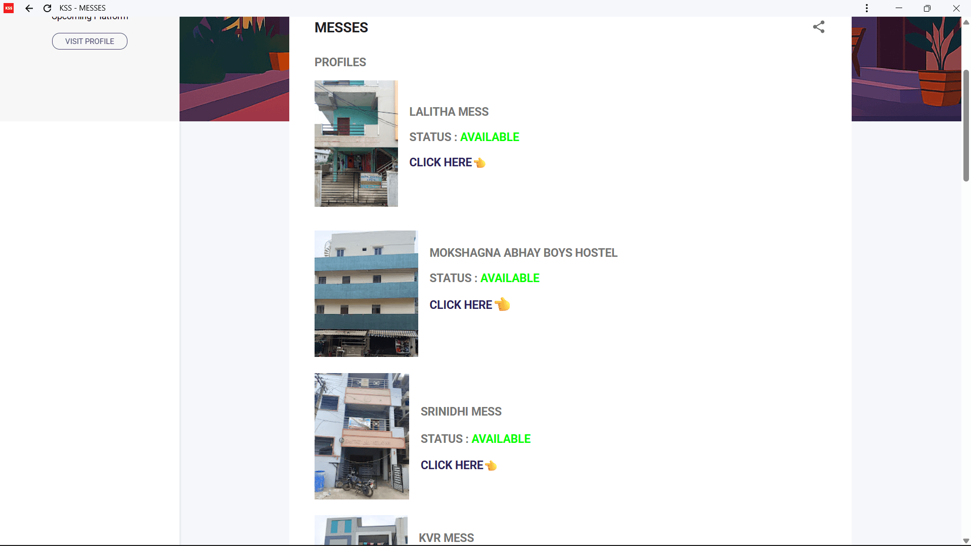 Mess Listings