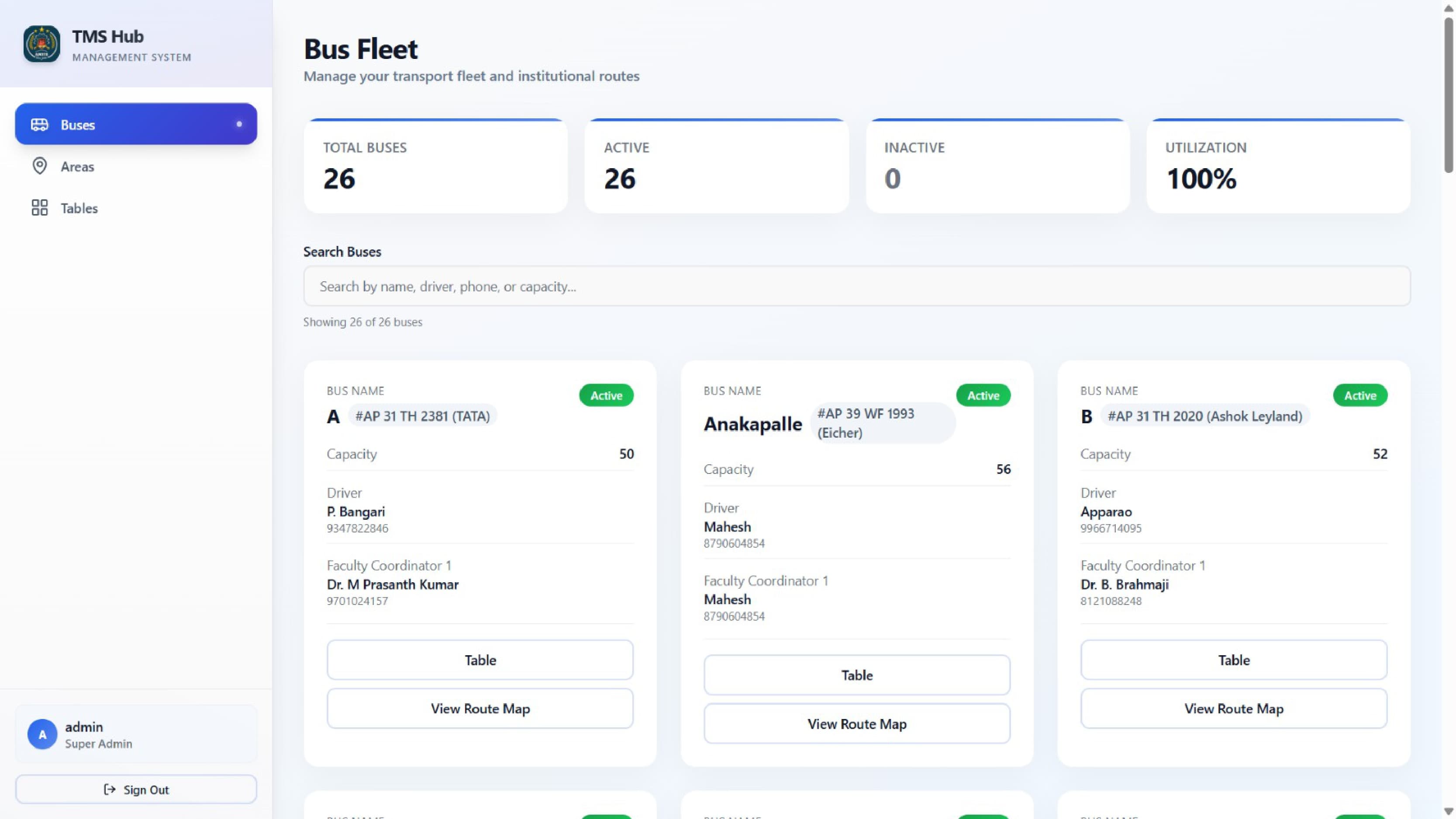 Bus Fleet Module